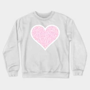 Pastel Pink and White Leopard Print Heart Crewneck Sweatshirt